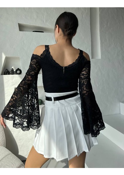 Yarasa Kol Dantelli Bluz Siyah JB3016548520 modelleri