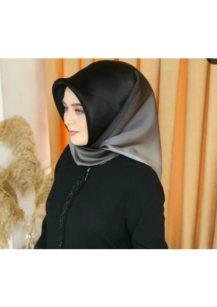 Sura İpek Eşarp Ebat: 90X90 Sura Ipek Eşarp 8971D -3682 Siyah-Gri Degrade