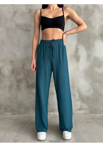 Kadın Beli Lastikli Palazzo Pantolon