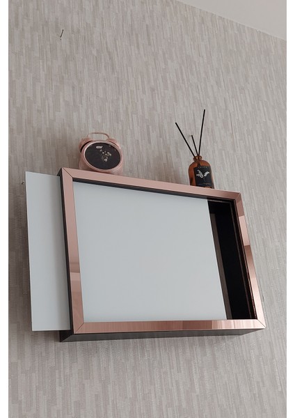 Siyah-Rose 25 x 35 x 7 cm Düz Kapaklı Duvara Asılabilir Sigorta ve Modem-Wifi Saklama Kutusu! Saklama Kutusu