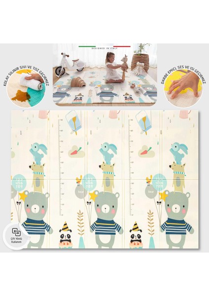 Happy Bear Katlanabilir Oyun Matı Oyun Halısı 150X200X1 cm XFD116 Happy Bear
