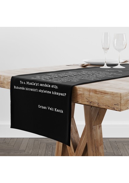 Dedikodu Siyah - Şiir Runner Örtü - 40 cm x 140 cm fırsatları