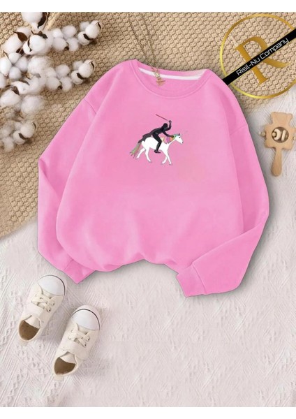 Yeni Sezon 3 Iplik Içi Şardonlu Oversize Pudra Çocuk ve Kadın Sweatshirt Anne-Çocuk Kolesiyonu