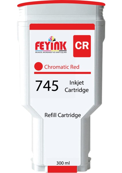 Feyink® Hp 745 Chromatic Red (Cr) Orijinal Mürekkep Dolumlu Feyink Kartuş 300 ml Kromatik Kırmızı