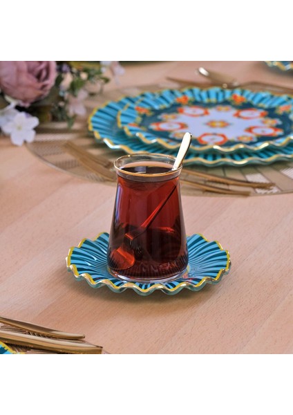 Madeira Altın Yaldızlı 12 Parça 6 Kişilik Cam Çay Takımı