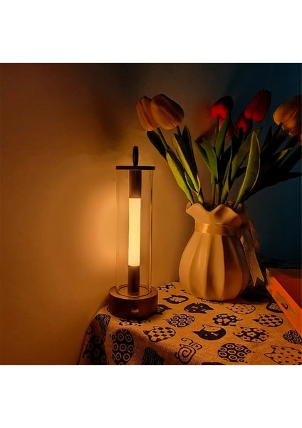 LED Gece Lambası Kamp Işıkları USB Şarj Edilebilir Dokunmatik Anahtar Çadır Aydınlatması Yatak Odası Başucu Masaüstü Dekor Masa Lambası (Yurt Dışından)