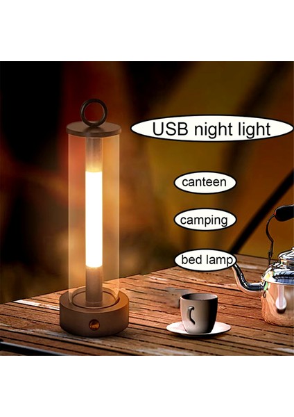 LED Gece Lambası Kamp Işıkları USB Şarj Edilebilir Dokunmatik Anahtar Çadır Aydınlatması Yatak Odası Başucu Masaüstü Dekor Masa Lambası (Yurt Dışından)