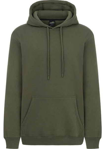 My Sport 5017 Erkek Yumuşacık Kapüşonlu Organik Pamuk Kanguru Cepli Regular Haki Sweatshirt