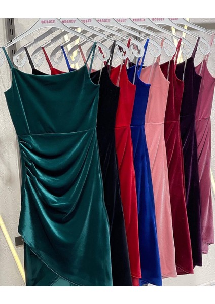 Kadife Kumaş Elbise Sadece Bordo Renk JB25172 modelleri