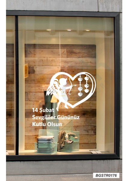 Bizerk Görsel 14 Şubat Sevgililer Günü Valentine's Day Beyaz Melek Vitrin Sticker BGSTCK0176