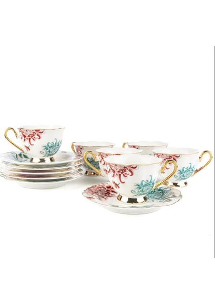 Fleur Beyaz 2'li Türk Kahve Fincan Set 90CC Mutfak Dekorasyon 4 Parça