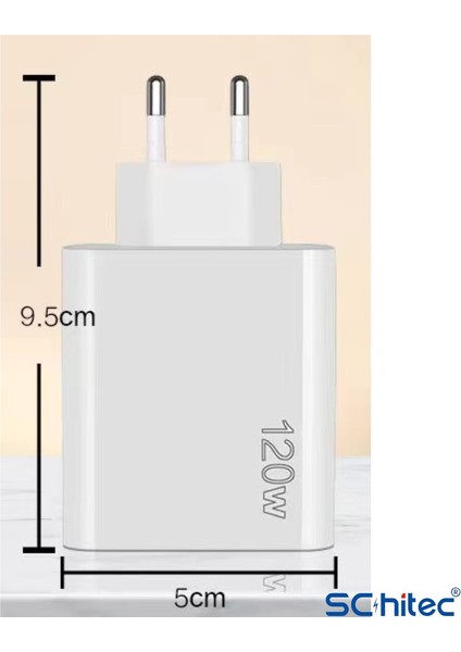 120W 3 Type-C + 2 UsbA Toplam 5 Çıkışlı Philips MFI Lisasnlı UsbA to Lightning Kablolu Şarj Aleti Beyaz SR104