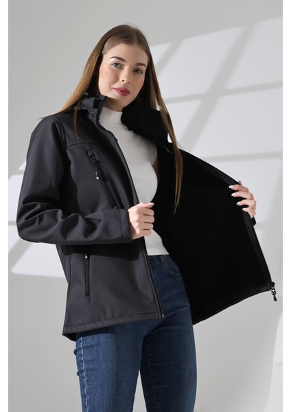 Kadın Su Geçirmez Kumaş Içi Polar Çıkartılabilen Fermuarlı Kapüşon 5 Cepli Boydan Fermuarlı Softjel Mont modelleri