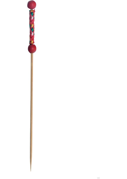 Bambu Kürdan Kırmızı Desenli (12 cm x 100 Adet)