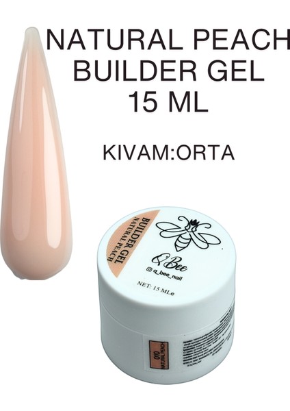 Qbee Professıonal 15ML Protez Tırnak Jeli Builder Gel Natural Peach