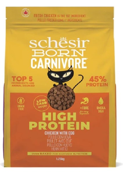 Born Carnivore Tavuk ve Yumurtalı Tahılsız Kedi Kuru Maması 1.25 Kg.