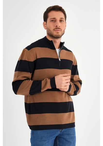 Alexandergardı Dik Yaka Uzun Kollu Renk Bloklu Erkek Triko Kazak (E24-EZE-46) fırsatları