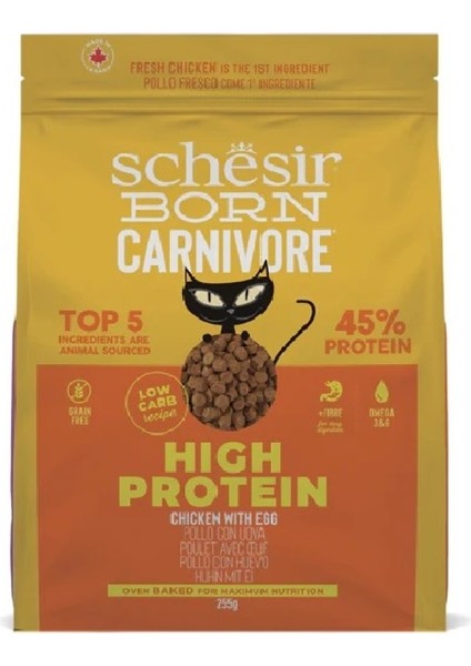 Born Carnivore Tavuk ve Yumurtalı Tahılsız Kedi Kuru Maması 225 Gr.