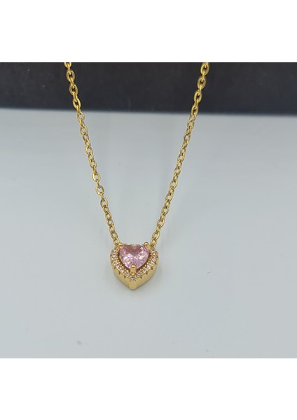 Gold Kalpli Pembe Zirkon Taşlı Ciddi Ilişki Kolyesi fiyatları
