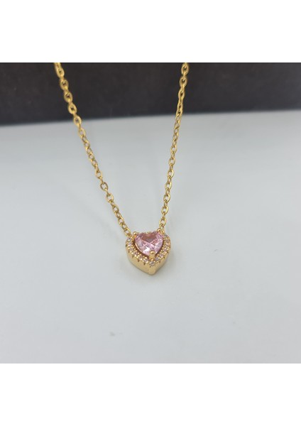 Gold Kalpli Pembe Zirkon Taşlı Ciddi Ilişki Kolyesi indirimleri