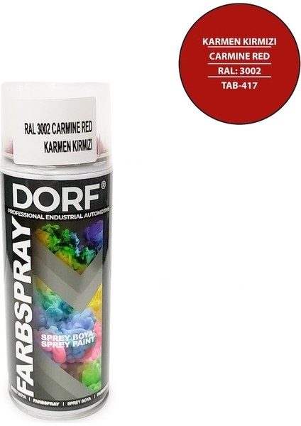 Kırmızı Sprey Boya Karmen Kırmızı Akrilik RAL3002 400ML