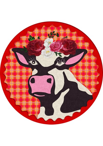 Mira 860 Çok Renkli Inek ve Çiçek Figürlü Halı