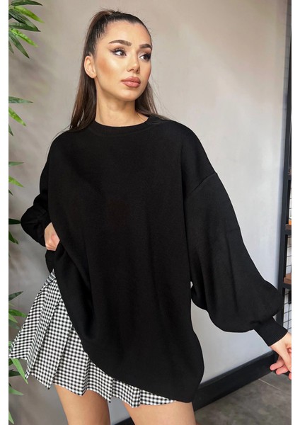 Kadın Oversize Balon Kol Triko Kazak modelleri