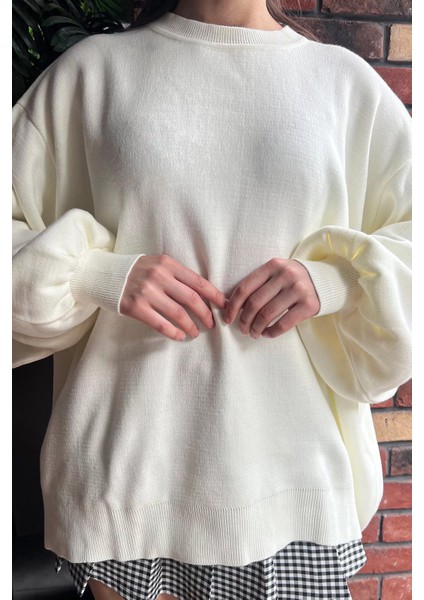 Kadın Oversize Balon Kol Triko Kazak fırsatları