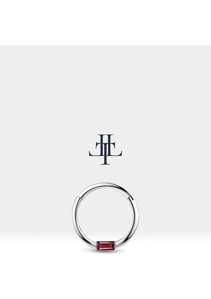 Baget Yakutlu Halka Piercing, 10-12 Mm, 1.2 Mm, 14K Sarı-Beyaz-Kırmızı Altın | LC00016R