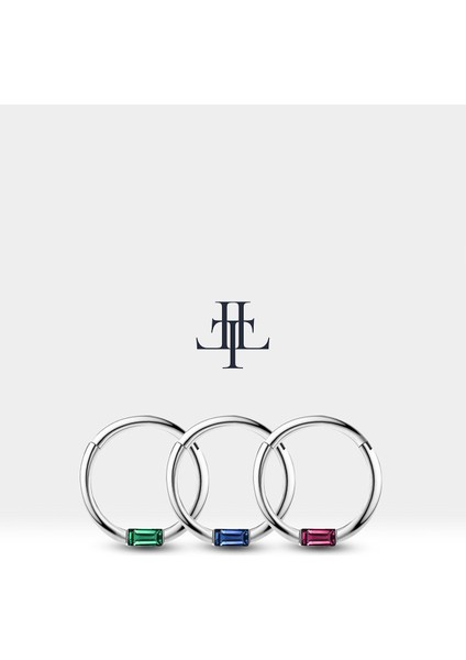 Baget Yakutlu Halka Piercing, 10-12 Mm, 1.2 Mm, 14K Sarı-Beyaz-Kırmızı Altın | LC00016R