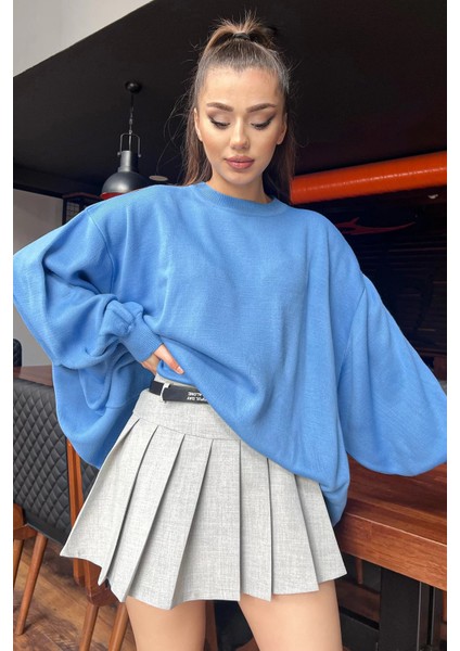 Kadın Oversize Balon Kol Triko Kazak P-035426 fiyatları