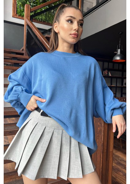 Kadın Oversize Balon Kol Triko Kazak P-035426 modelleri
