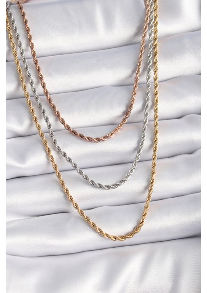 316L Çelik Mix Renk Burgu Zincir Model Kadın Kolye