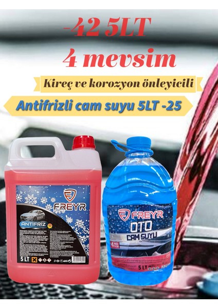 4mevsim Kırmızı Antifriz -42C° 5lt-4mevsim Antifrizli Oto Cam Suyu -25C° 5lt