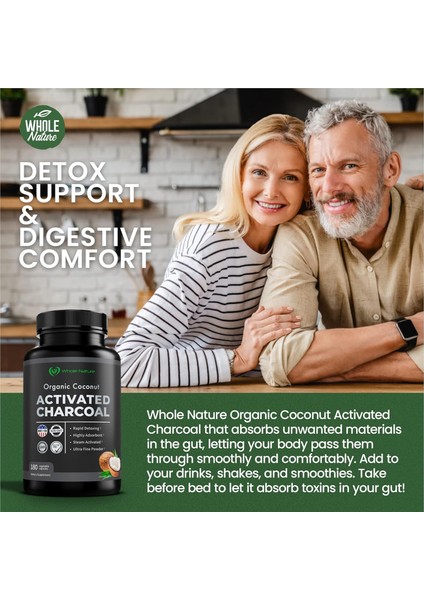 Organic Coconut Activated Charcoal 180 Capsules