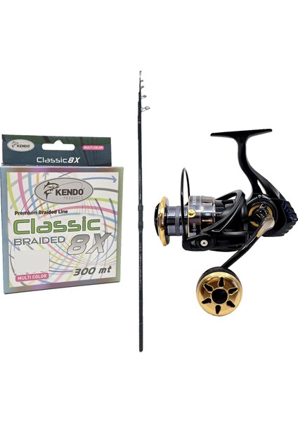 Yekoutdoor Profesyonel Olta Seti Okuma Ceymar Tele Surf 4.30M Surf Kamışı&kendo Black Bass GP6000 5+1bb Olta Makinesi