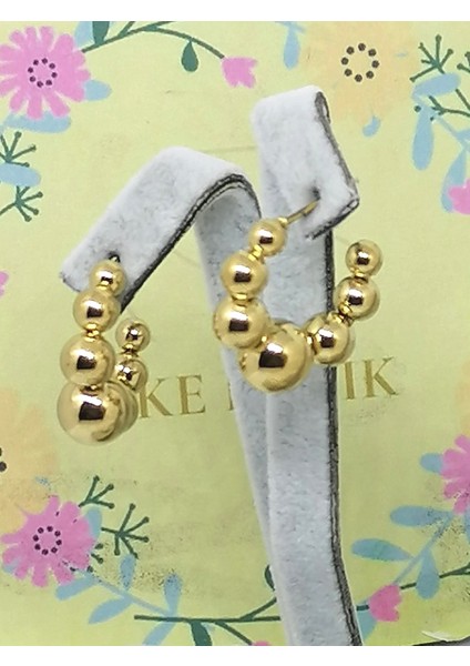 Çelik Sıra Toplu Çivili Küpe Altın