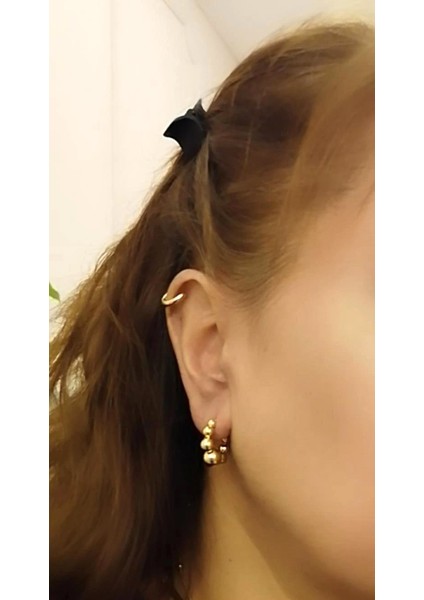 Çelik Sıra Toplu Çivili Küpe Altın modelleri