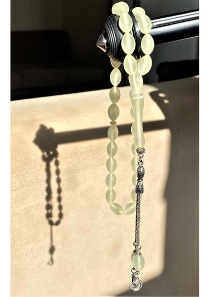 Beyisa Beyaz Kapsül Kesim Gece Yanan Işıklı Fosforlu Toz Kehribar Tesbih Kedi Gözü Toptan Tesbih modelleri