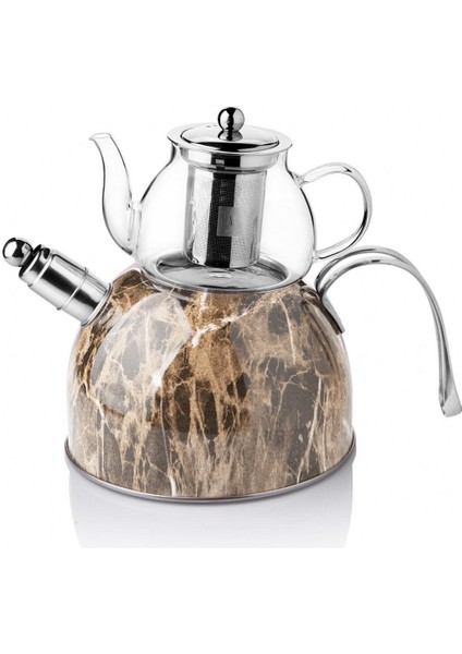Mermer Düdüklü Çelik Cam Çaydanlık Takımı – Kahve fiyatları