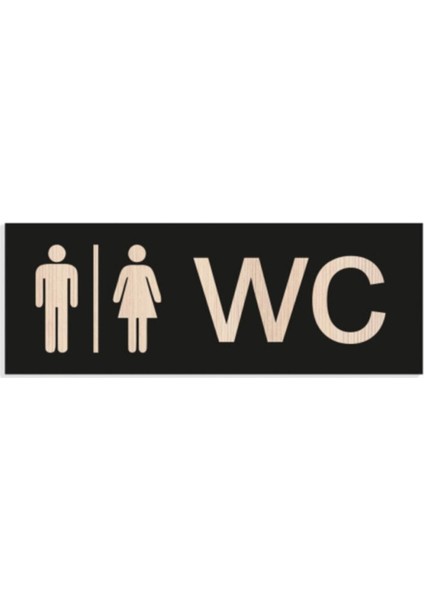 Wc Yönlendirme Yazısı Siyah Ahşap