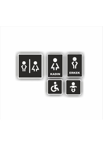 Wc Tuvalet Kapı Yönlendirme Tableası Siyah Ahşap Set fiyatları
