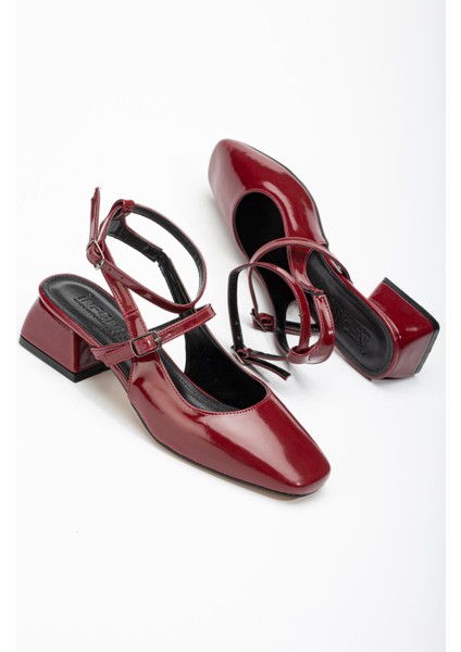 ST-003 Bordo Rugan Günlük 4 cm Topuklu Bayan Ayakkabı fırsatları