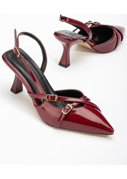 ST-005 Bordo Rugan Günlük 7 cm Topuklu Bayan Ayakkabı fırsatları