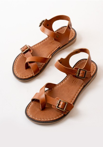 205-091 Taba Ortopedik Deri Kadın Sandalet fırsatları