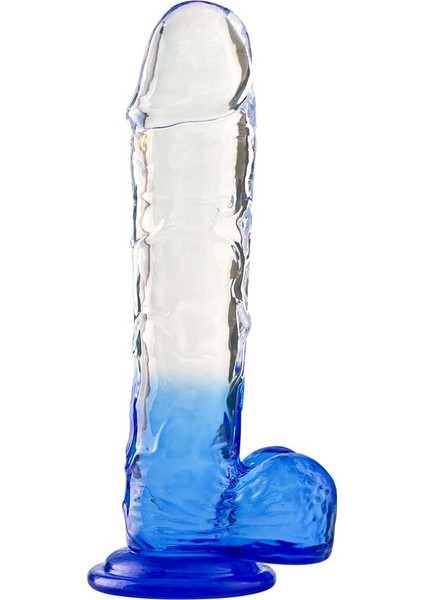 Silikon Şeffaf Mavi Realistik Dildo 17,5 cm