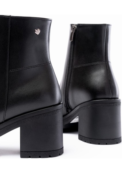767-3020 Siyah Fermuarlı Kalın Topuklu Günlük Kadın Bot fırsatları