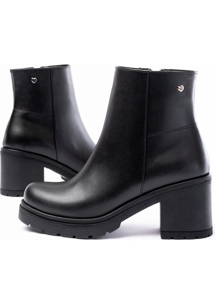 767-3020 Siyah Fermuarlı Kalın Topuklu Günlük Kadın Bot indirimleri