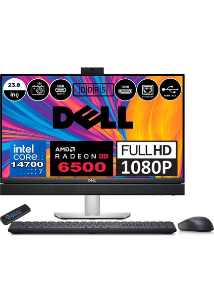 Optiplex 7420 Plus Intel Core I7 14700 Vpro 64GB 2tb SSD 23.8" 4GB-RX6500 Windows 11 Pro All In One Bilgisayar XCTOO7420AIOEMEA08+ Zetta Flash Bellek