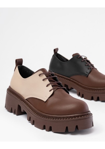 868-754 Kahverengi Garni Bağcıklı Günlük Yüksek Tabanlı Loafer Ayakkabı fırsatları